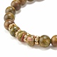 3pcs 3 style bois de santal naturel et ensemble de bracelets extensibles perlés unakite BJEW-JB07942-7