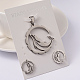Flat Round with Dolphin 304 Stainless Steel Pendant and Stud Earring Jewelry Sets SJEW-L427-132P-1