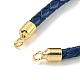 Leather Braided Cord Link Bracelets MAK-K022-01G-05-2