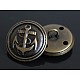 1穴真鍮シャンクボタン  航海ボタン  アンカーボタン付きフラットラウンド  アンティークブロンズ  25mm  穴：2mm X-BUTT-WH0001-06-25mm-1