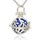 Silver Color Plated Brass Hollow Round Cage Pendants KK-J236-07S-1