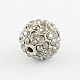 Platinum Tone Alloy Rhinestone Beads X-ALRI-R051-08-2