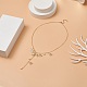 ABS Plastic Flower & Shell Pearl Charms Lariat Necklace NJEW-TA00055-2