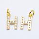 Brass Micro Pave Grade AAA Cubic Zirconia Charms ZIRC-P067-11G-H-NR-1
