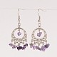 Antique Silver Plated Alloy Mixed Stone Dangle Chandelier Earrings EJEW-JE01983-2