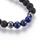 Natural Lava Rock and Non-Magnetic Synthetic Hematite Beads Braided Bead Bracelets BJEW-JB03975-02-2