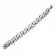 201 Stainless Steel Mesh Chain Bracelet with Leaf Patter for Men Women BJEW-S057-92-2