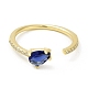 Открытое кольцо-манжета каплевидного цвета с голубым цирконием RJEW-H120-05G-3