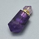 Faceted Natural Amethyst Openable Perfume Bottle Pendants G-E556-12F-2