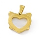 Natural Shell Heart Charms with Cat Ear STAS-P315-20G-2