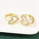 Серьги-кольца в форме полого сердца из латуни с микропаве из прозрачных кубических цирконий&nbsp;EJEW-D348-10G-5