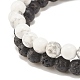 2 pièces de bracelets extensibles en perles de pierre de lave naturelle et howlite avec colonne d'hématite synthétique BJEW-JB08060-01-6