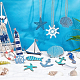 CHGCRAFT 34pcs 16Style Wooden Nautical Hanging Decorations Mini Beach Marine Ornament Set Beach Coastal Wall Ornaments for Summer Party Home Decor HJEW-CA0001-09-5