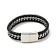 Leather Braided Curb Chains Cord Bracelet with 304 Stainless Steel Magnetic Clasps for Men Women BJEW-C021-05-2