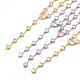 Cubic Zirconia Heart Link Chain Lariat Necklace NJEW-E074-07-1