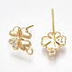 Brass Cubic Zirconia Stud Earring Findings KK-S350-015G-2