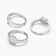 Componenti per anello da dito in argento sterling placcato rodio STER-E061-01C-P-1