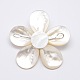 Natural White Shell Mother of Pearl Shell Flower Big Pendants SSHEL-J032MS-05-2