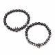2 pièces 2 style synthétique hématite et pierre noire et bracelets extensibles en obsidienne naturelle sertis de crâne de zircone cubique BJEW-JB08120-03-4