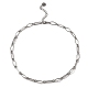 304 Halskette aus Edelstahl mit Rhombus und ovalen Gliedern BJEW-B072-03P-1