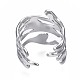 304 Stainless Steel Wave Open Cuff Ring RJEW-T023-31P-2