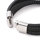 Black Microfibre Braided Cord Triple Layer Multi-strand Bracelet with 304 Stainless Steel Magnetic Clasps BJEW-P275-03P-3