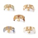 3スタイルの天然宝石と真鍮ビーズの指輪3個、女性用ステンレススチールハートチャーム304個付き。  usサイズ7 1/2(17.7mm)  1個/スタイル RJEW-JR00470-1