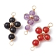 Natural Mixed Gemstone Connector Charms PALLOY-JF02228-1