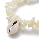 Bracelets extensible en chip perles de coquille blanche avec breloque BJEW-JB03979-2