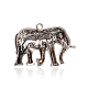 Antique Silver Plated Elephant Alloy Rhinestone Big Pendants ALRI-J161-21AS-2