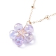 Glass Beaded Flower Pendant Necklace with Satellite Chain NJEW-JN03843-4