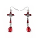 FireBrick Enamel Crucifix Cross with Plastic Teardrop Pendant Necklace & Dangle Earrings SJEW-G081-02AS-6