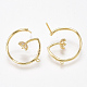 Brass Cubic Zirconia Stud Earring Findings KK-S350-422G-2
