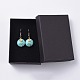 Flat Round Synthetic Turquoise Beads Dangle Earrings EJEW-JE03720-04-3