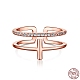 925 серебряное открытое кольцо-манжета с крестом и фианитами RJEW-F150-51RG-1