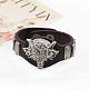 Punk Rock Wolf Alloy Cowhide Cord Studded Bracelets BJEW-P0001-26B-2