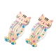 Cute Spray Painted Stainless Iron Snap Hair Clips, Cat, for Childern, PeachPuff, 49x20.5x1.5mm, 2pcs/set