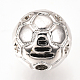 真鍮製マイクロパヴェキュービックジルコニアビーズ  サッカー/サッカーボール  プラチナ  10mm  穴：1.5mm ZIRC-Q013-10mm-135P-1