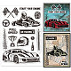 GLOBLELAND Racing Car Kart Clear Stamps Racing Car Trophy Rubber Clear Stamps Tire Trace Clear Stamps for DIY Scrapbooking Photo Album Decorative Cards Making 6.3x4.33inch DIY-WH0448-0451-1