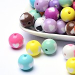 Perles acryliques opaques, ronde, couleur mixte, environ 220 pcs/500 g, 16 mm de diamètre, trou: environ 3 mm
