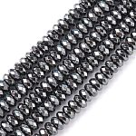 Chapelets de perles en hématite synthétique sans magnétiques, facette, rondelle, noir, 3x6mm, Trou: 1mm
