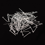 Silver Color Plated Brass Eye Pin Jewery Making Findings, Cadmium Free & Lead Free, 20x0.7mm, Hole: 2mm