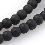 Perles en verre dépolies rondes, noir, 4mm, Trou: 1mm, Environ 80 pcs/chapelet, 12.5 pouce