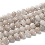 Chapelets de perles en agate fou naturel, ronde, blanc, 8mm, Trou: 1mm, Environ 44 pcs/chapelet, 14.9 pouce ~ 15.1 pouces