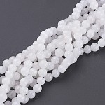 Brins de perles de pierres précieuses naturelles de 16 pouce, ronde, jade blanc, environ 6 mm de diamètre, trou: 0.8 mm. environ 64 pièces/ chapelet