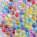 Transparente Acryl Perlen, Runde, Mischfarbe, 6x5 mm, Bohrung: 2 mm, ca. 4500 Stk. / 500 g