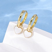 Серьги-кольца из латуни с эмалью в форме сердца EJEW-Q048-02G