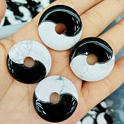 Подвески из натурального обсидиана и говлита Инь-Янь FIND-Q109-01