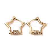 Серьги-кольца из латуни с микропаве и цирконием EJEW-C073-49KCG