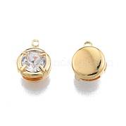 Brass Micro Pave Clear Cubic Zirconia Charms KK-G432-03G